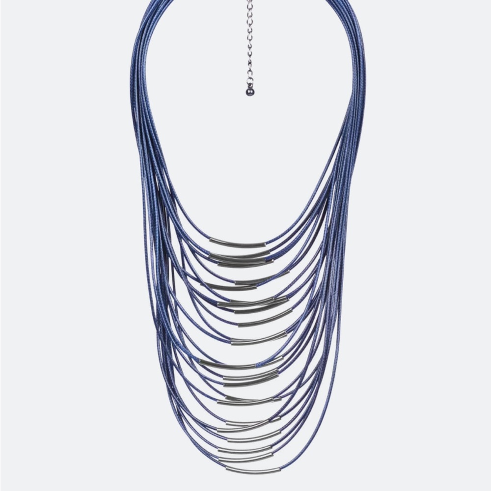 Bancroft Lenox Corded Blue and Silver Cascading Layered Necklace